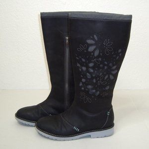 Ahnu Leather Cutout Embroidered Insulated Knee High Boots Size 7